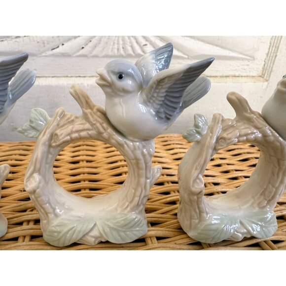 Vintage 60's Otagiri Porcelain Bird Napkin Rings Japan set of 4 - Picture 10 of 11